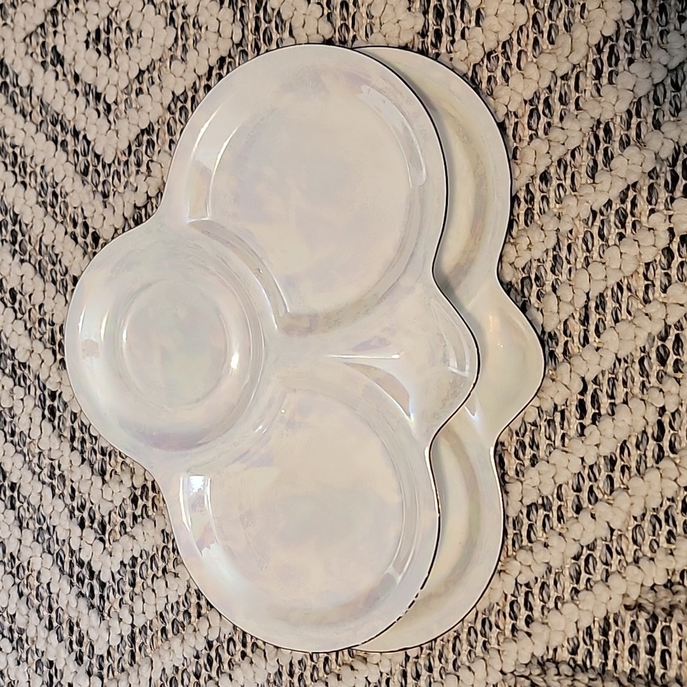 Lusterware Vintage Tea & Oyster Snack Plates Pearlescent Coloring set of 2